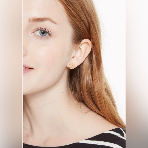 Kate Spade Spot the Spade Pave Halo Spade Studs Color: Gold/Clear NWT - Picture 2 of 5